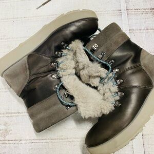 UGG Black and Gray Winter Boots with Fur Lining